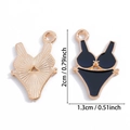 DIY bikini-vormige hanger van zwart emaille met vergulde randen voor sieraden - Zwarte Bikini (A8-115)