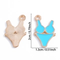 Blauw emaille bikini hanger van legering voor sieraden met afmetingen 2x1,3cm - Blauwe Bikini (A8-115)