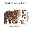 Detailed sheet showing the 60x40cm 3D tiger wall sticker layout and received dimensions - 40*60CM (fun-e45)