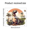 Size diagram of cartoon dinosaur wall stickers with t-rex and jungle sunset landscape - Cartoon Dinosaur