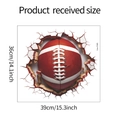 Detailed size specifications for 3D broken wall football sticker measuring 39x36cm - 36x39cm (fun-f108)