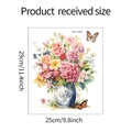 Vinilo decorativo floral con flores de colores en jarrón de porcelana azul, 29x25cm - Estilo Jarrón Floral Acuarela Mariposa(fun-m93)