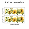 Detail van zonnebloem muurstickers van 60x23cm voor huisdecoratie interieur - Geschilderde Zonnebloem Stijl (fun-f105)