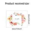 Detail showing watercolor pink floral wall sticker size specifications 19cm by 15cm - Watercolor Pink Floral (fun-kg45)