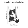 Detailed product size chart of cartoon cat on a swing wall sticker, 29x20cm dimensions - Long-haired Cat Swing Style (fun-m81)