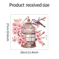 Detailed view of bird cage and cherry blossom wall sticker with dimensions 29x27cm - 27*29cm(fun-m100)
