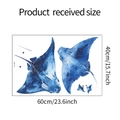 Detail showing blue watercolor manta ray wall sticker layout in 60x40cm sheet size - 40x60cm