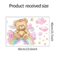 Detailed 60x40cm layout of cartoon teddy bear on rainbow wall sticker for nursery decor - Rainbow Bear (fun-e64) / 40x60cm
