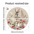 Detailed size chart showing watercolor rabbit and flower wall stickers in 60x30cm format - 30x60cm x 2 Sheets Milk White (fun-b36)