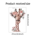 Detaillierte Größenangaben für Giraffen-Wandtattoo mit rosa Blumen, Format 27x39 cm - Giraffe Rosa Blume Stil (fun-f128)