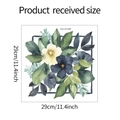 Detailansicht 29cm Aquarell Blumen Wandtattoo für Bad mit grünen Blättern und gelben Blumen - 29x29cm