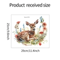 Tableau détaillé des tailles d'un autocollant mural cerf avec fleurs pour salle de bain - Cerf Dessin Animé (fun-m116)