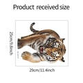 Detalle con especificaciones de tamaño del adhesivo decorativo de tigre realista - Pegatina de Inodoro Tigre (fun-m117)