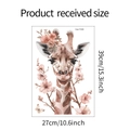 Detailansicht Cartoon Giraffe Wandtattoo mit Größenangaben 27x39cm für das Dekor - Giraffe Rosa Blume Stil (fun-f129)