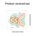 Detailed dimensions of cartoon rainbow bear wall sticker showing 14.5x13.5 cm size - Rainbow Bear Style (fun-kg64)