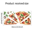 Detail view of watercolor pizza wall stickers with size dimensions and layout - Flat Wall Sticker (fun-b45) / 30*60cm