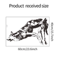 Detailed dimensions of the hand-drawn howling wolf wall decal measuring 60cm by 40cm - 40x60cm