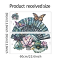 Detail of two 30x60cm wall stickers featuring Chinese fans, lotuses, and butterflies - 30x60cm (fun-b46)