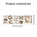 Detailed size chart showing 90x30cm cartoon animal and flower wall sticker layout - 30*90CM/fun-d11