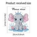 Detail showing cartoon elephant wall sticker layout with size 25cm by 29cm dimensions - Blue Crown Sitting Elephant (fun-m138) / 25*29cm