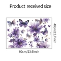 Detailansicht der lila Blumen-Wandaufkleber und Schmetterlings-Deko mit 60x40cm Maßen - Lila Blumen Schmetterling Stil (fun-e87) / 40x60CM(fun-e87)
