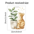 Detailed sheet of cartoon cat and plant wall stickers measuring 29cm by 22cm for decor - Cartoon Cat and Plant (fun-m149) / 22*29cm