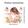 Set di 2 adesivi murali con fiori ad acquerello che mostrano le dimensioni del prodotto - Stile Ragazza Acquerello (fun-f153)