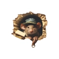 3D realistic mouse wall sticker wearing a blue hat with an envelope and key on white background - Mouse with Envelope Style (fun-s11) / 11.5*11.5cm
