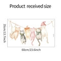 Cartoon cats on clothesline wall sticker showing layout size 60x35cm for bedroom decor - Watercolor Six Cats Set (fun-g10)