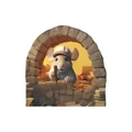 3D cartoon mouse with orange cap peaking from a stone hole DIY wall sticker decor - Mouse Peeking with Hat Style (fun-s15) / 11.5*11.5cm
