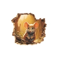 3D cartoon mouse hole wall sticker featuring a cute mouse peeking through a gap - Peeking Mouse Style (fun-s18) / 11.5*11.5cm