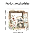 Detailed size chart for watercolor panda faux window wall stickers with dimensions - Panda Peeking Window Style (fun-b54)