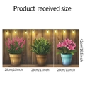 Set di 3 adesivi murali con piante in vaso, fiori e dettagli di recinzione in legno - Stile Trittico Floreale Piante in Vaso (fun-f173)