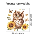 Cartoon owl and sunflower window decal with butterflies, square 29cm wall sticker decor - 29*29cm/fun-f159