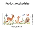 Detailed sheet size 90x39cm showing watercolor forest deer squirrel and butterfly wall stickers - Forest Animal Style (fun-f172)