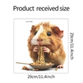 Detail showing the 29cm cute hamster eating noodles wall sticker and product dimensions - 29*29CM (fun-f166)
