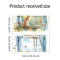 Detailed sheet layout of watercolor cat window wall stickers showing 30x60cm dimensions - Blue Curtain Style (fun-b52)