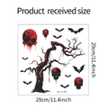 Halloween toilet sticker size guide featuring a red skull, dead tree, and black bats - 29*29CM/fun-m189
