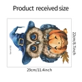 Detailed Halloween wall sticker dimensions showing cartoon owl with pumpkin 29cm x 22cm - 22x29cm (fun-m192)