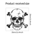 Gedetailleerd formaat van de zwart-witte schedel badkamersticker 29cm bij 29cm - 29x29cm (fun-m184)