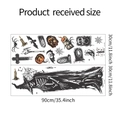 Detailansicht der Halloween Wandtattoos mit Layout und Abmessungen der Kürbis und Fledermaus - 30*90CM*2PCS(fun-c34)