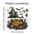 Detailed view of Halloween PVC wall stickers with witch, pumpkin, and bat illustrations - 30x60cm (2 Sheets)