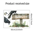 Macro layout of Halloween wall sticker with crows and signpost in 60x40cm sheet - Crow Wooden Sign Style (fun-e117) / 40x60