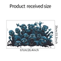 Dimensiones detalladas del adhesivo de pared azul de zombis para decoración de Halloween - Grupo de Zombis (fun-f177) / 67cmx39cm
