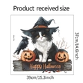 Detailansicht Halloween Wandtattoo mit Katze und Kürbis in der Größe 37x39 cm - 37x39cm (fun-f183)
