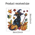 Detail of 38x38cm Halloween window sticker featuring a black cat, pumpkin, and maple leaves - 38x38cm