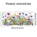Floral wall sticker product sheet showing 40x90cm size with colorful watercolor flowers - Watercolor Floral Style (fun-h8) / 40x90cm