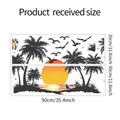 Detalle de dimensiones del vinilo decorativo de atardecer con palmeras para decorar paredes - Estilo Atardecer Tropical (fun-c40)