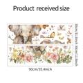 Detailed dimensions of watercolor elephant wall stickers showing 30x90cm sheet size - Watercolor Elephant Floral (fun-c41)
