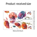 Detail view of colorful floral poppy wall sticker sheets with precise size measurements - 30*90CM*2PCS/fun-c42